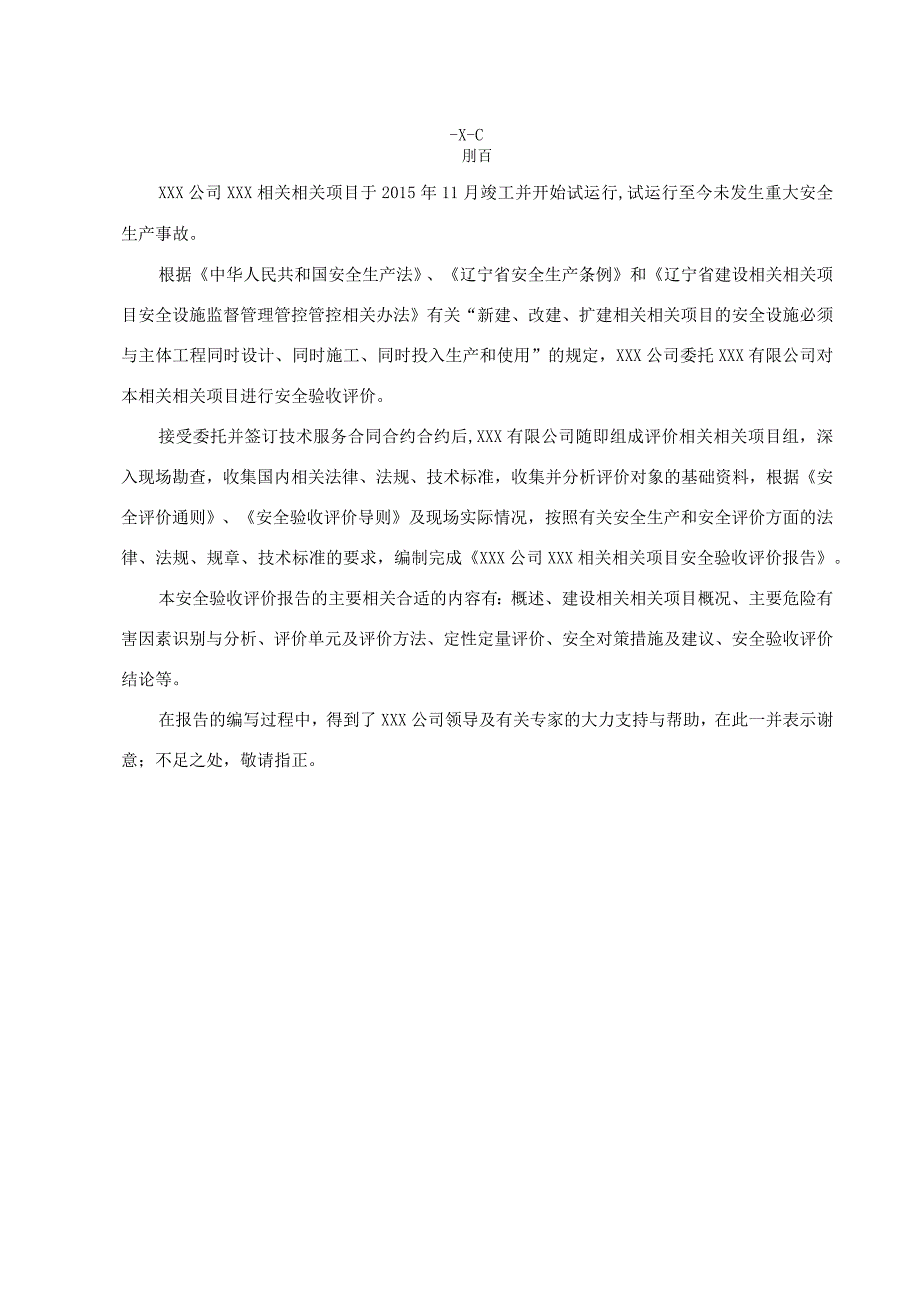 XX企业项目安全验收评价报告.docx_第1页