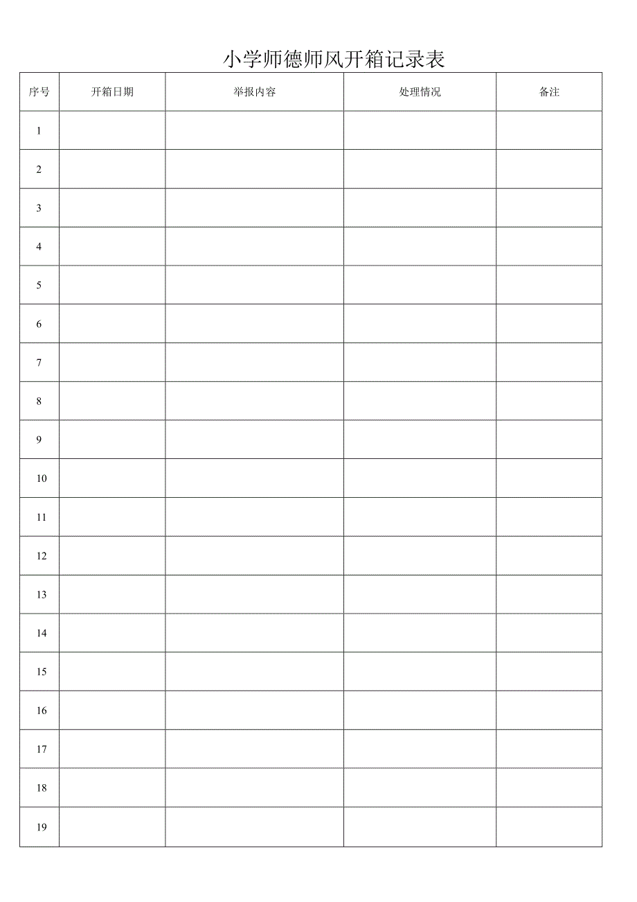 小学师德师风开箱记录表.docx_第1页