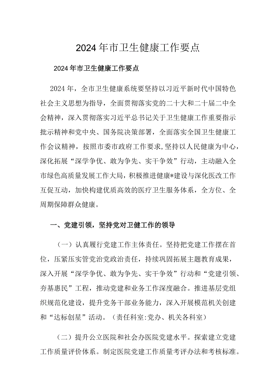 2024年市卫生健康工作要点.docx_第1页