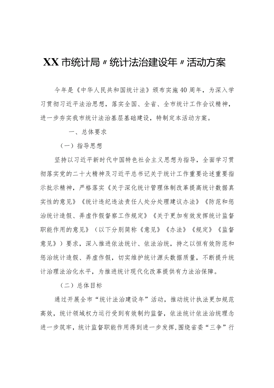 XX市统计局“统计法治建设年”活动方案.docx_第1页