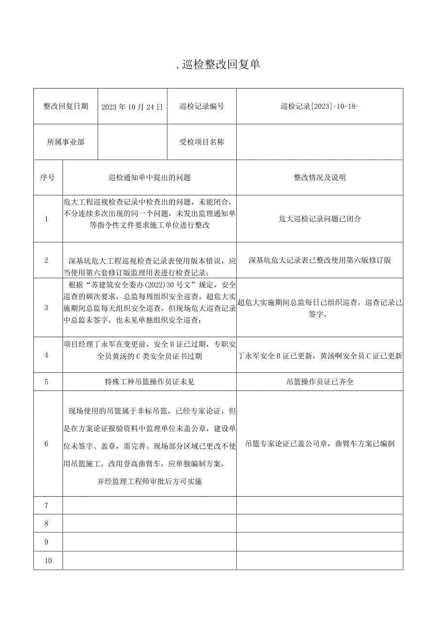 工程巡检整改回复单.docx_第1页