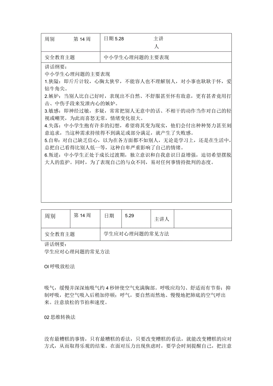 2024年春季第14周“1530”每日安全教育记录表.docx_第2页