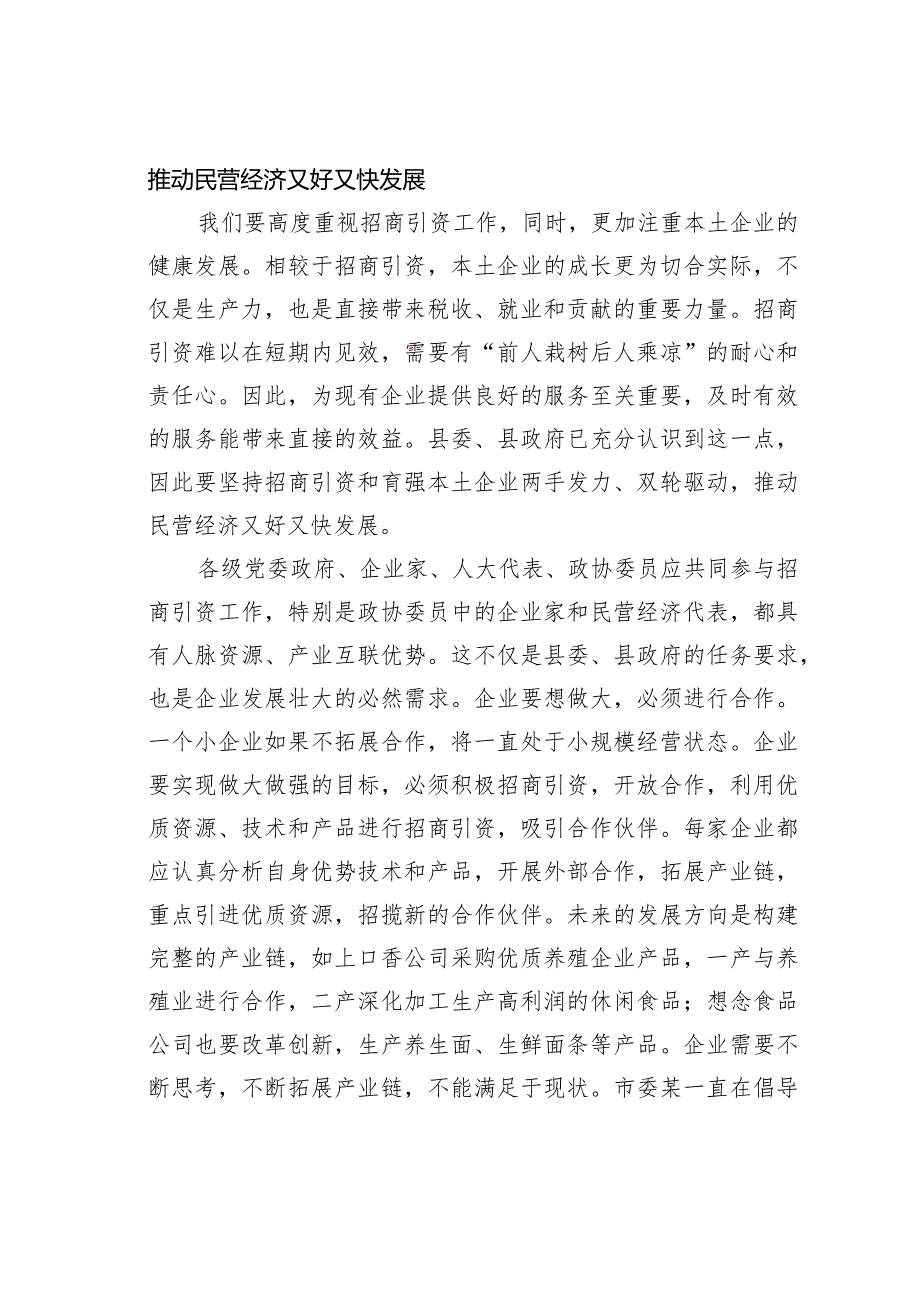 某某县委书记在县政协会议分组讨论中关于发展民营经济的讲话.docx_第3页