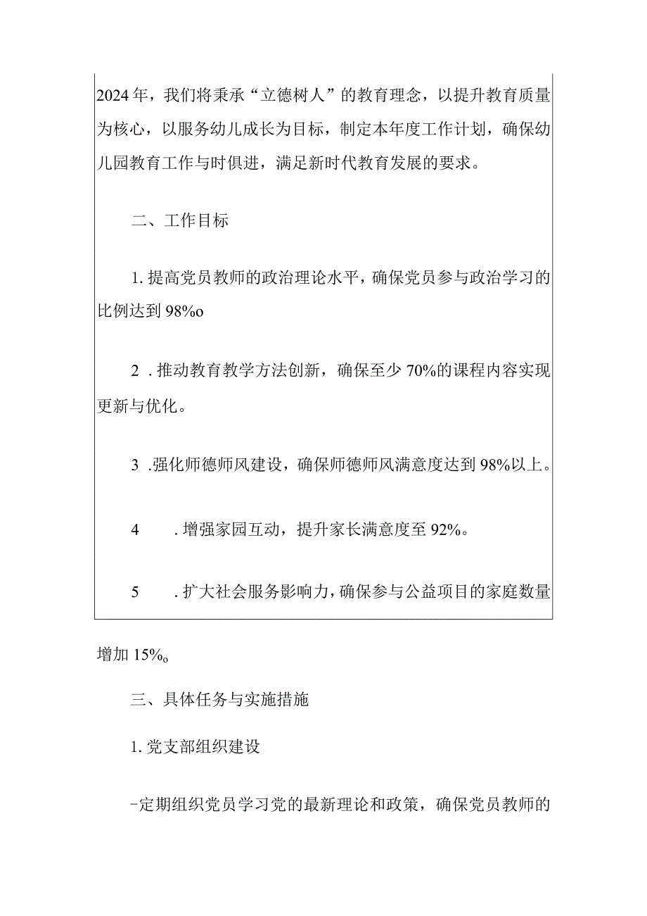 2024幼儿园党支部党建工作计划（最新版）.docx_第2页