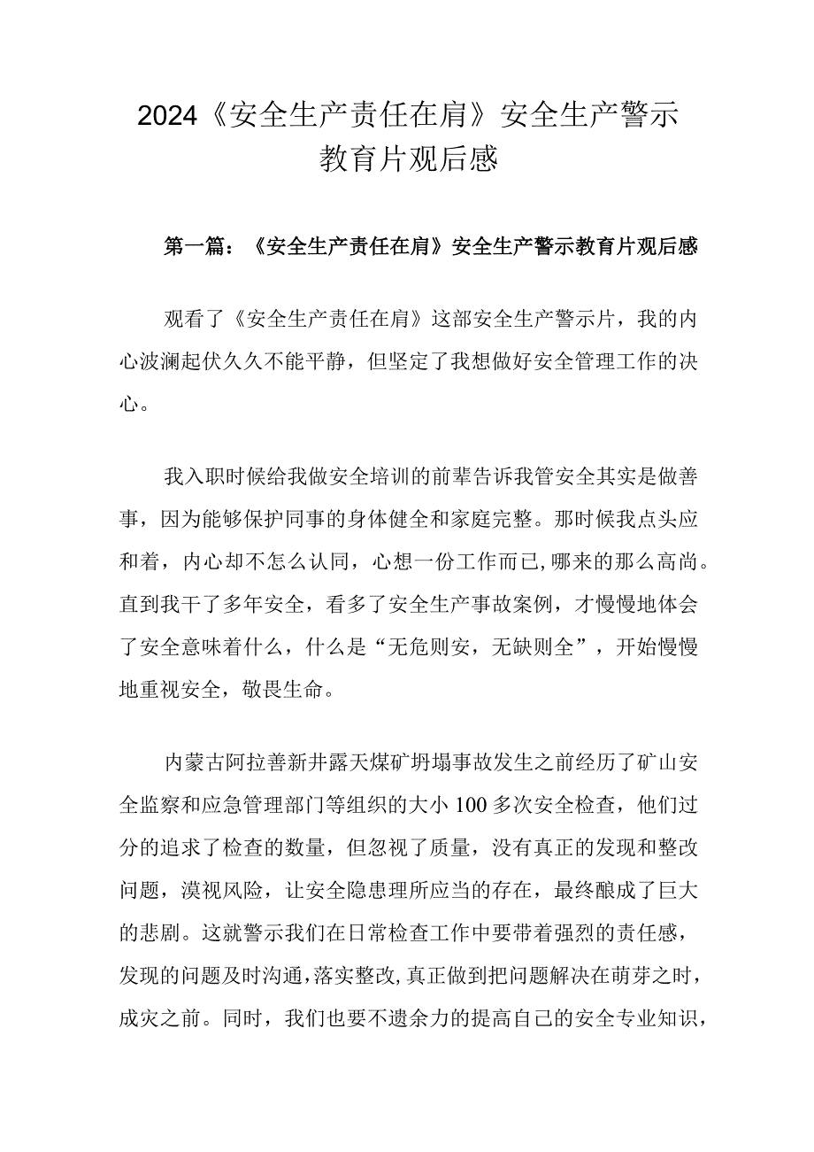 2024《安全生产责任在肩》安全生产警示教育片观后感.docx_第1页