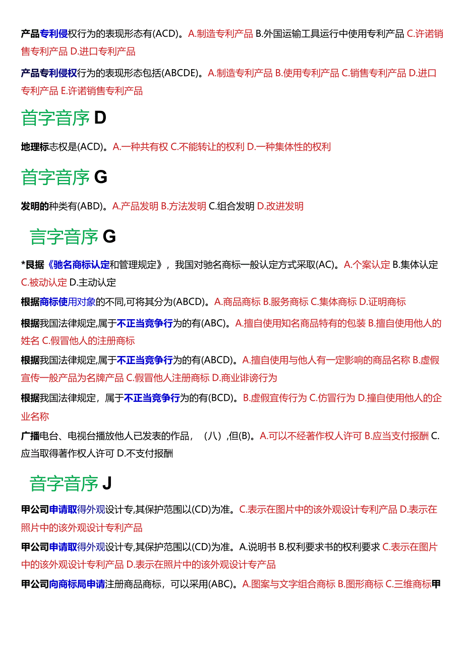 [2024版]国开电大法学本科《知识产权法》历年期末考试多项选择题题库.docx_第2页