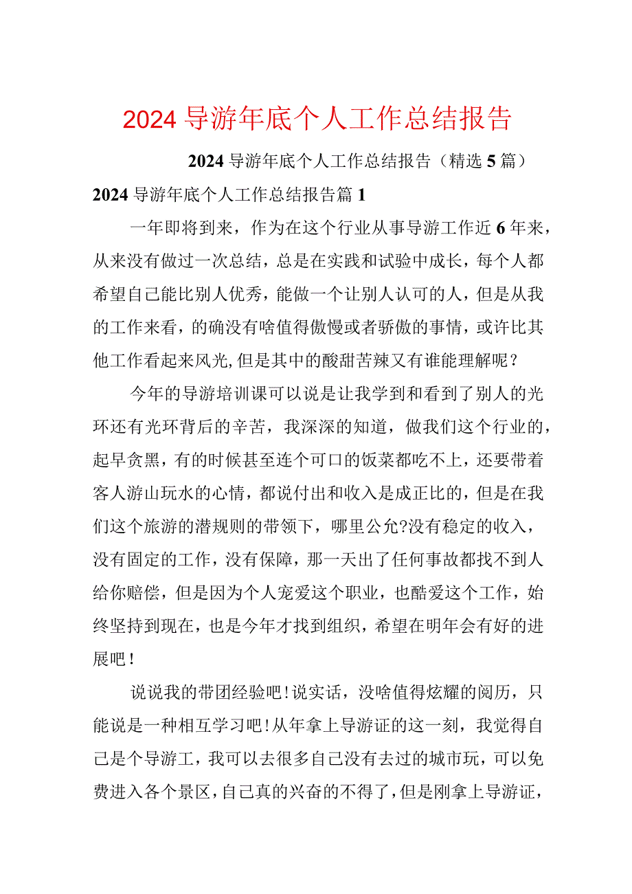 2024导游年底个人工作总结报告.docx_第1页