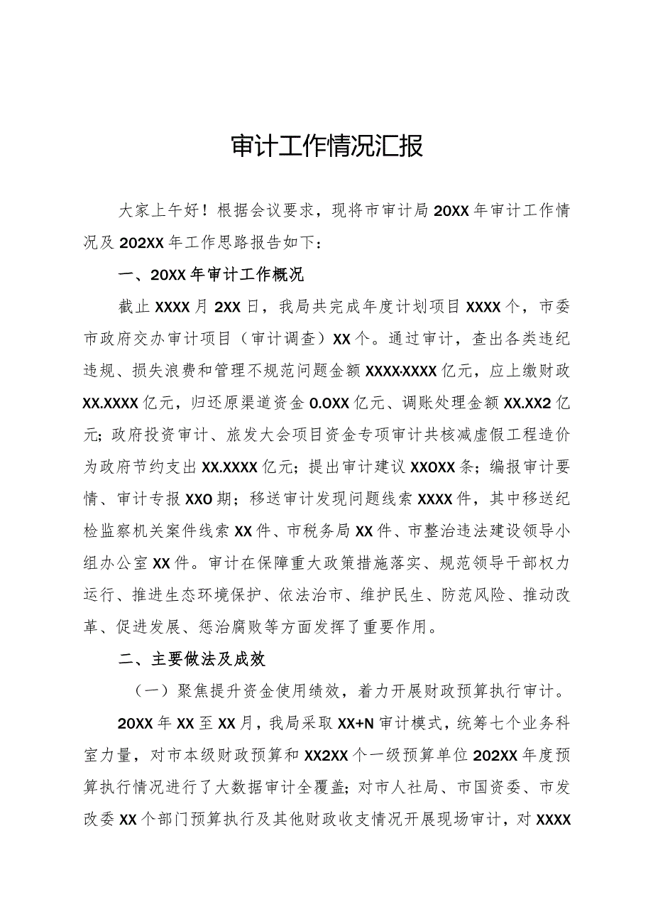 审计工作情况汇报.docx_第1页