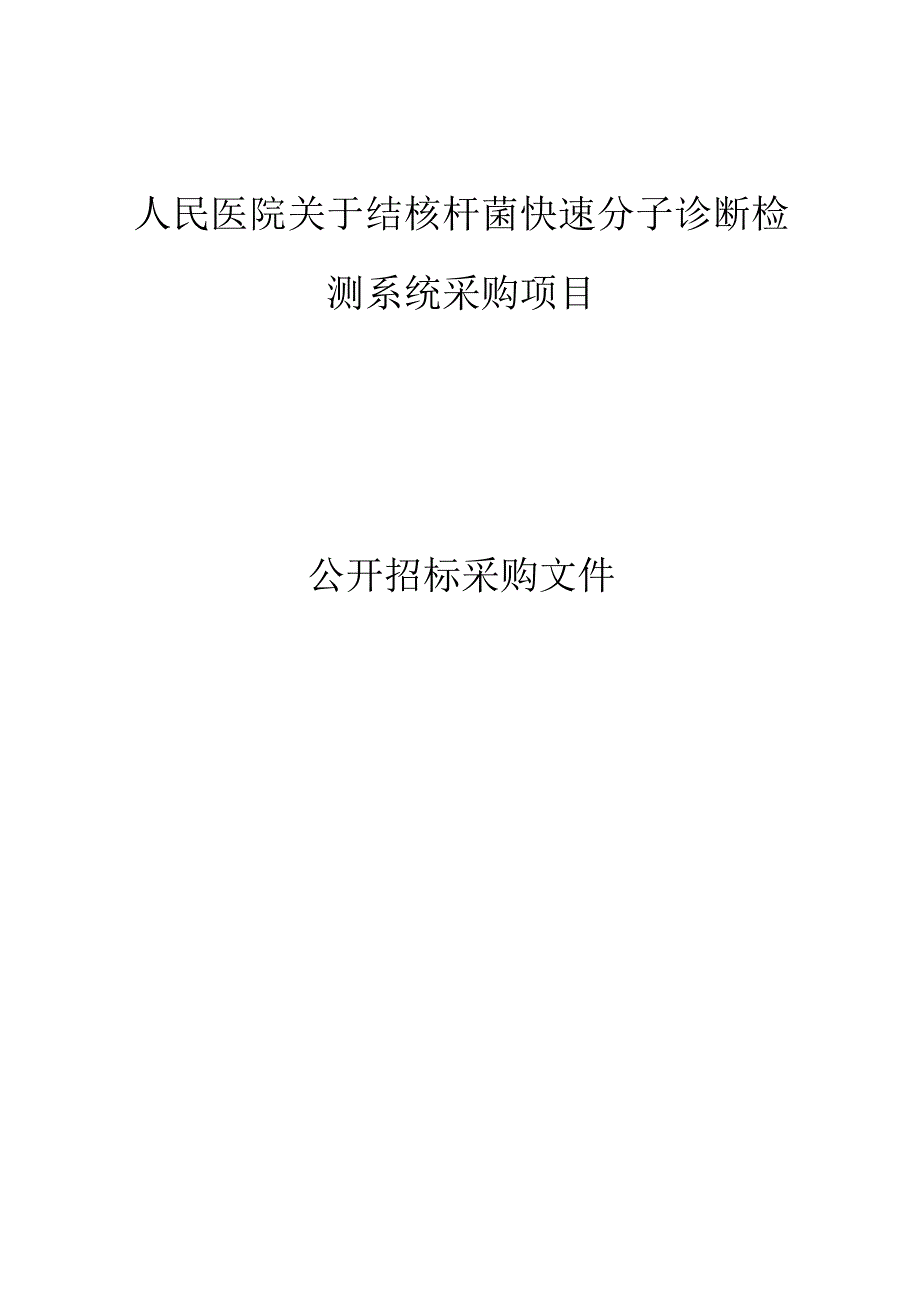 人民医院结核杆菌快速分子诊断检测系统采购项目招标文件.docx_第1页