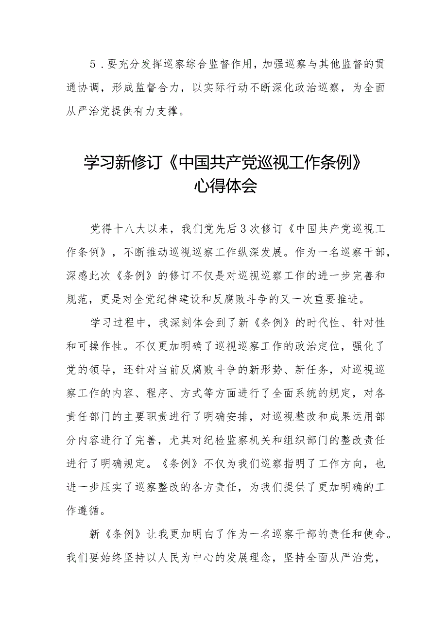 2024学习新修改的《中国共产党巡视工作条例》的心得体会14篇.docx_第2页