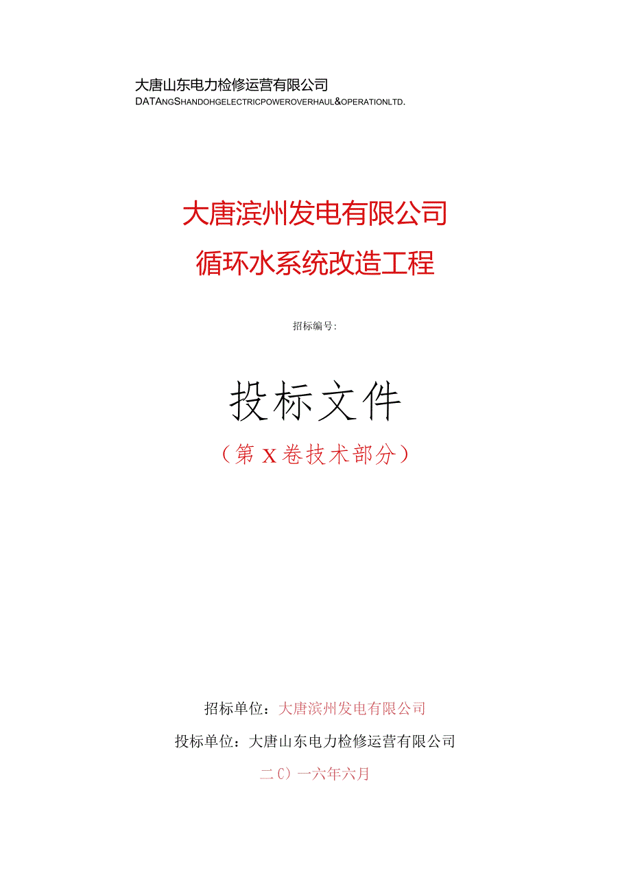 XX发电企业循环水系统改造工程投标文件.docx_第1页