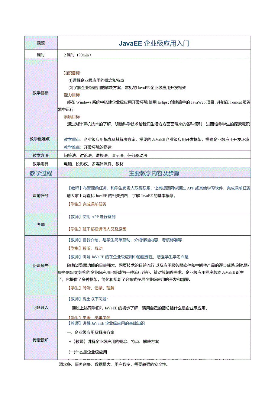 《JavaEE企业级应用开发案例教程》教案第1课JavaEE企业级应用入门.docx_第2页