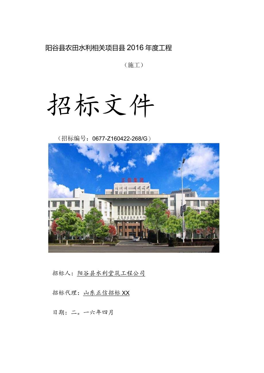 XX县农田水利项目年度工程招标文件.docx_第1页