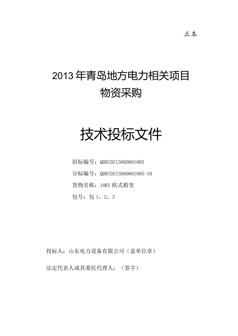 XX地方电力项目物资采购技术投标文件.docx_第1页