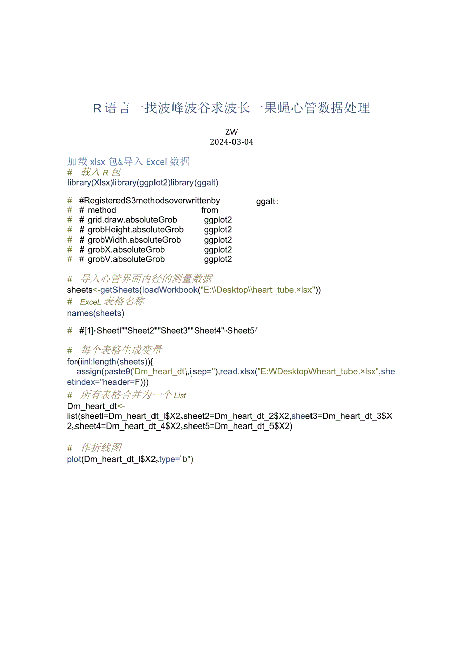 R语言_找波峰波谷求波长_果蝇心管数据处理.docx_第1页