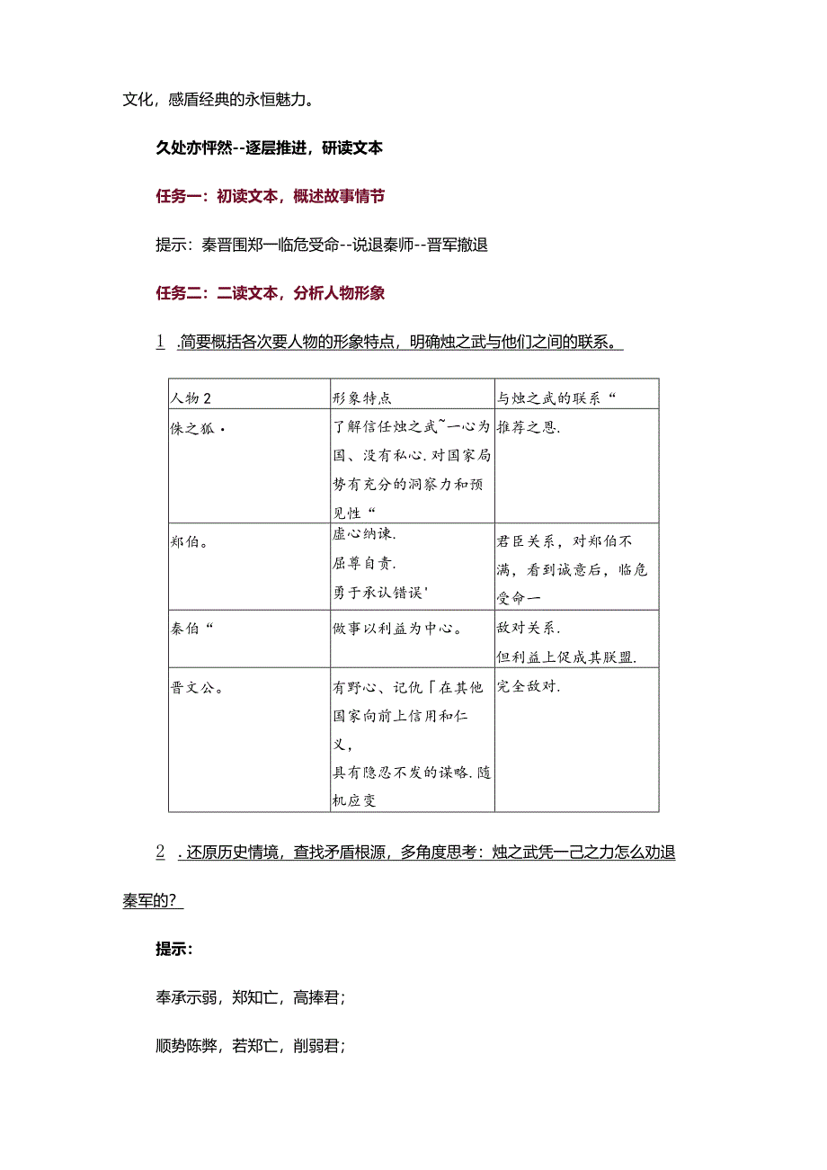 2023-2024学年部编版必修下册2《烛之武退秦师》教学设计.docx_第2页