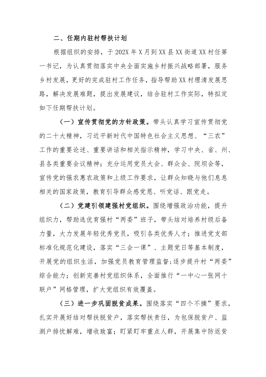 2024年乡镇街道驻村第一书记驻村帮扶计划和年度任务清单.docx_第3页