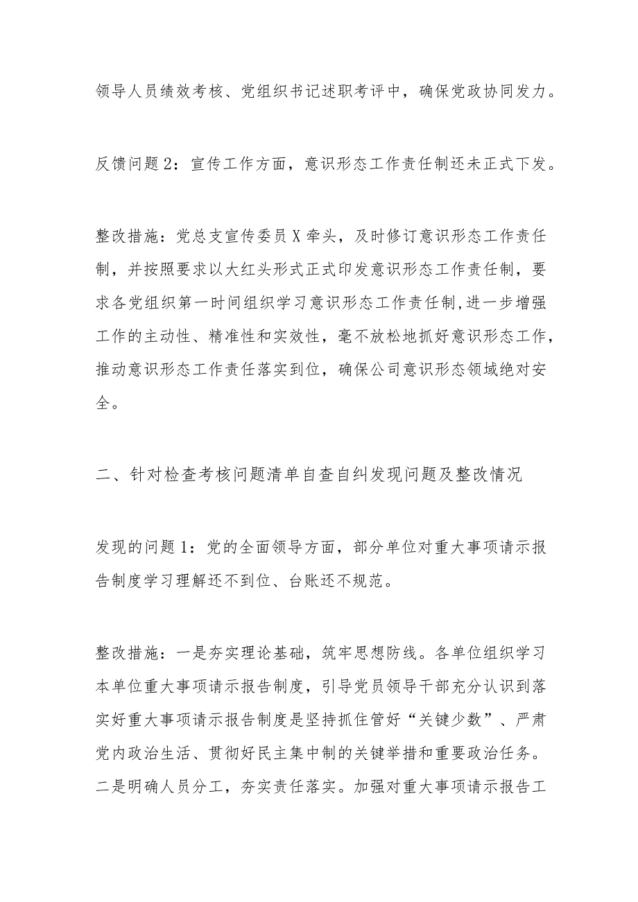 公司落实全面从严治党（党建）责任制考核问题整改报告范文.docx_第2页