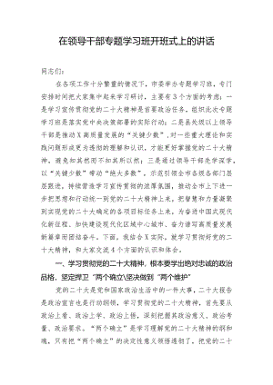 在领导干部专题学习班开班式上的讲话.docx