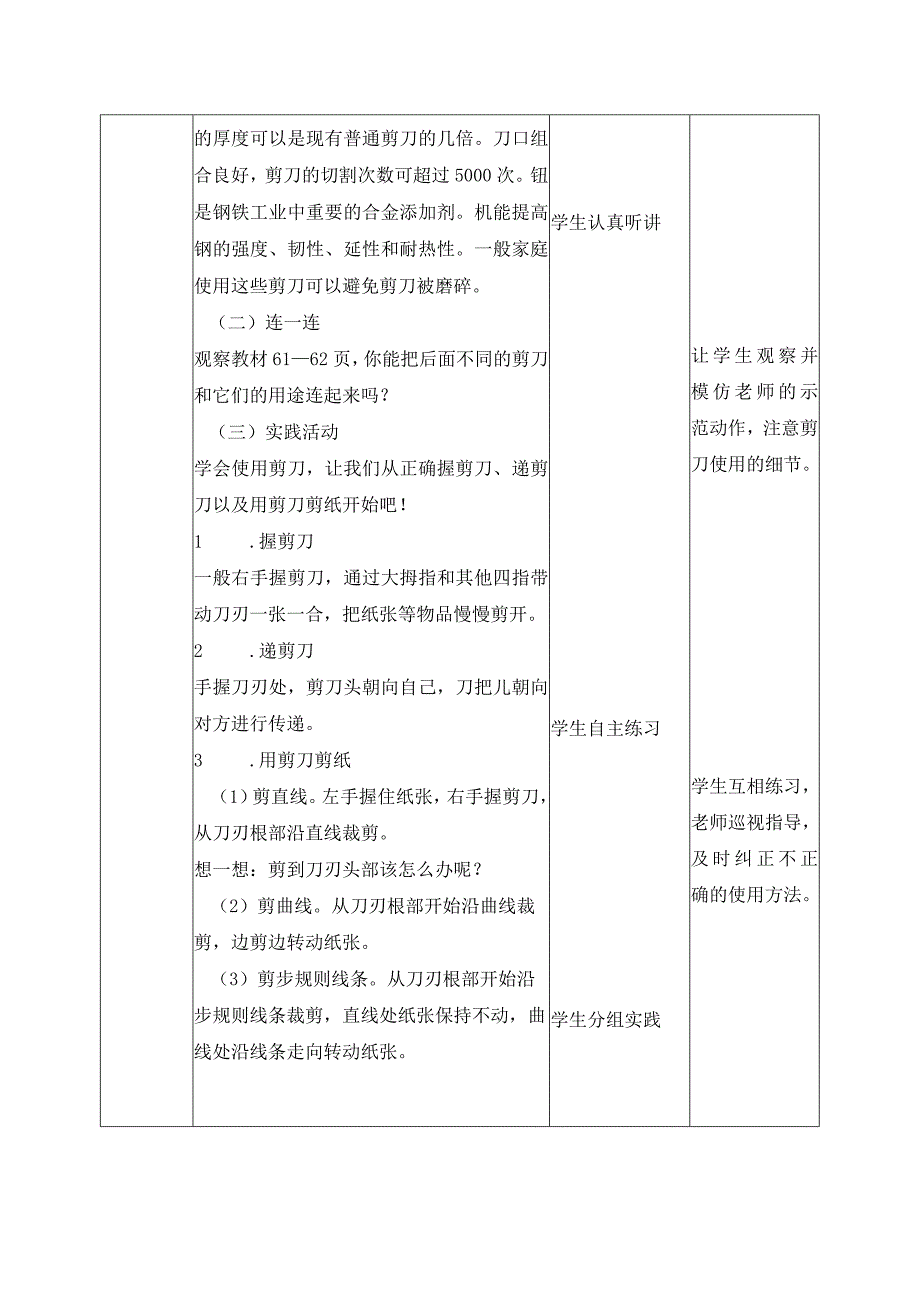 13小剪刀用处大（教案）一年级劳动下册同步（人民版）.docx_第2页