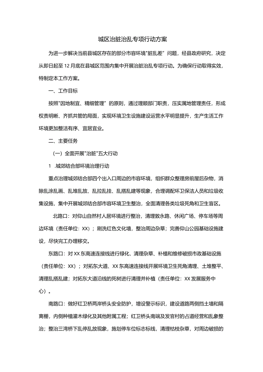 2024城区治脏治乱专项行动方案.docx_第1页