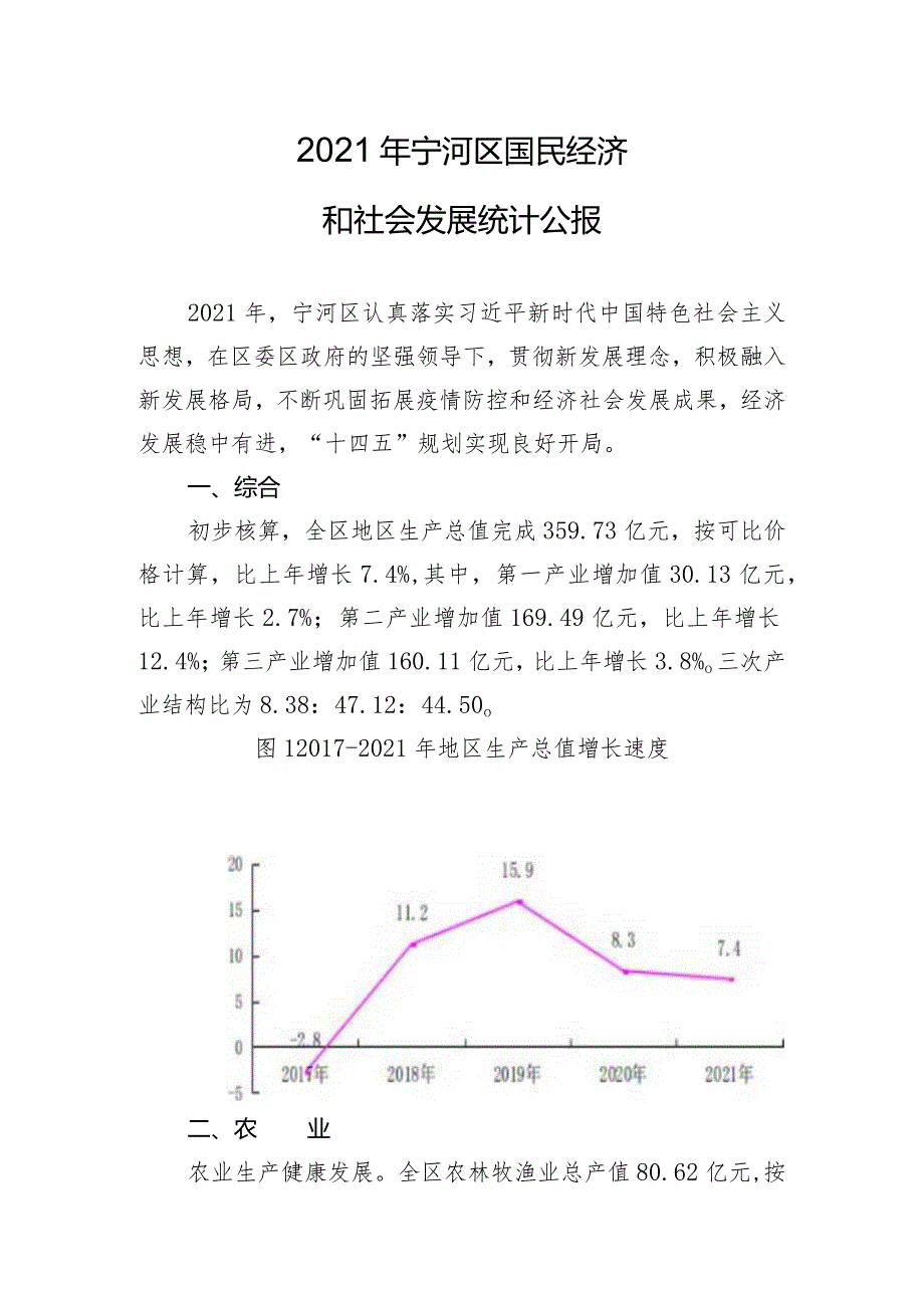 2021年宁河区国民经济和社会发展统计公报.docx_第1页