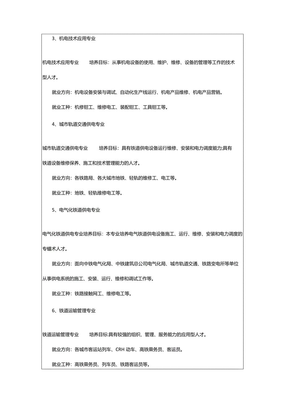2024年2024石家庄东华铁路学校开设的专业一览表.docx_第2页