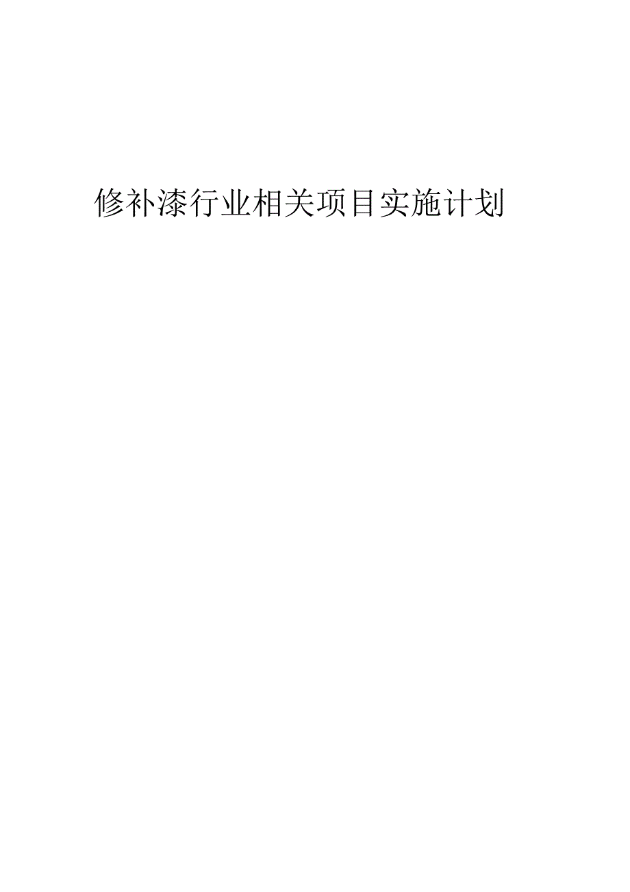 2023年修补漆行业相关项目实施计划.docx_第1页