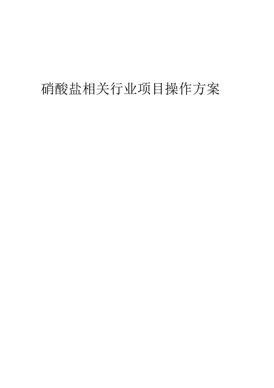 2023年硝酸盐相关行业项目操作方案.docx_第1页