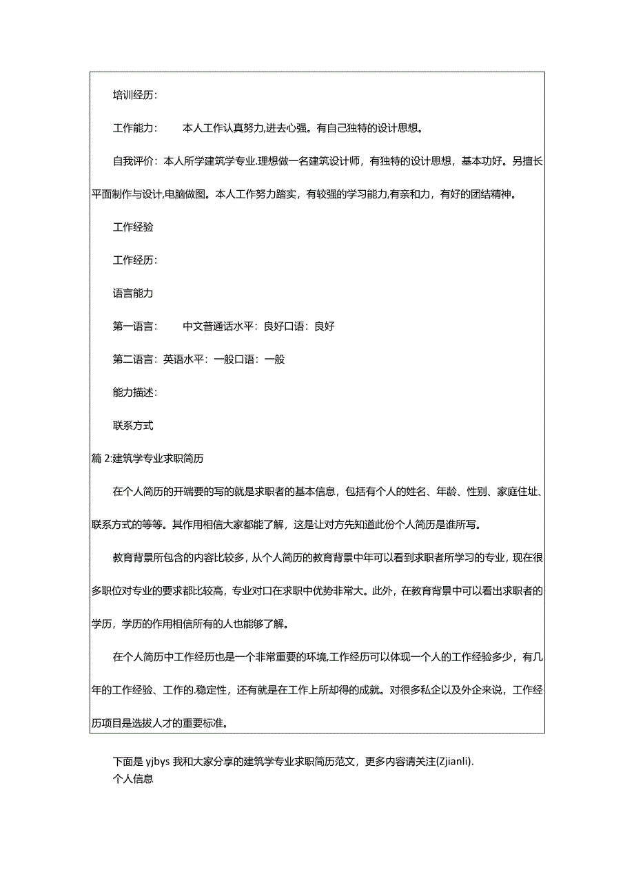 2024年建筑学专业个人求职简历（精选篇）.docx_第3页