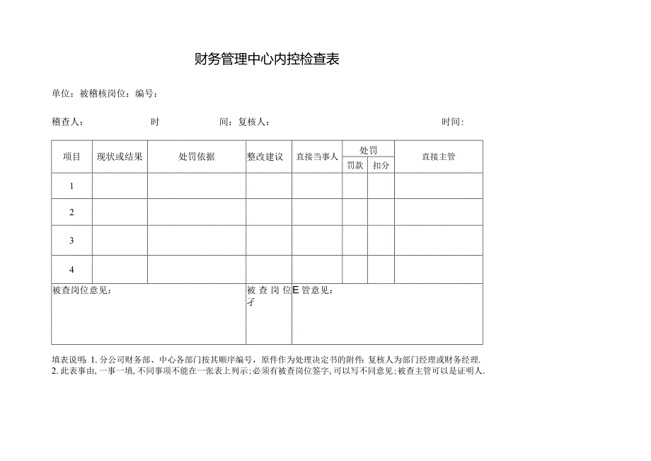 财务管理中心内控检查表.docx_第1页