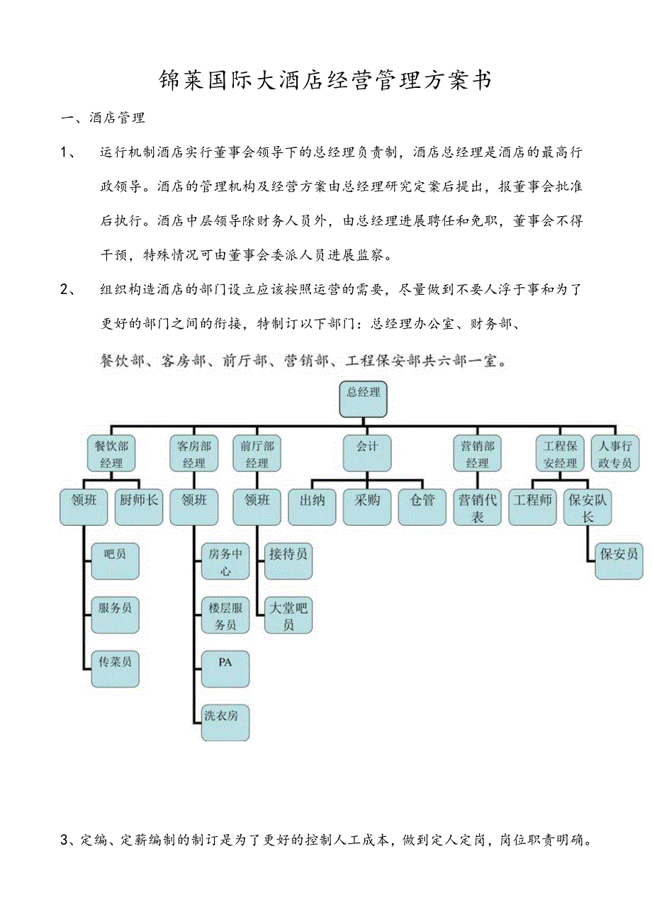 酒店经营管理实施计划书模板.docx_第1页