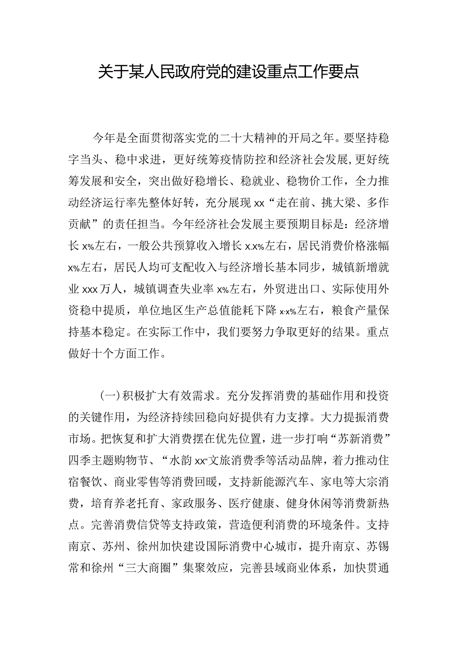 关于某人民政府党的建设重点工作要点.docx_第1页