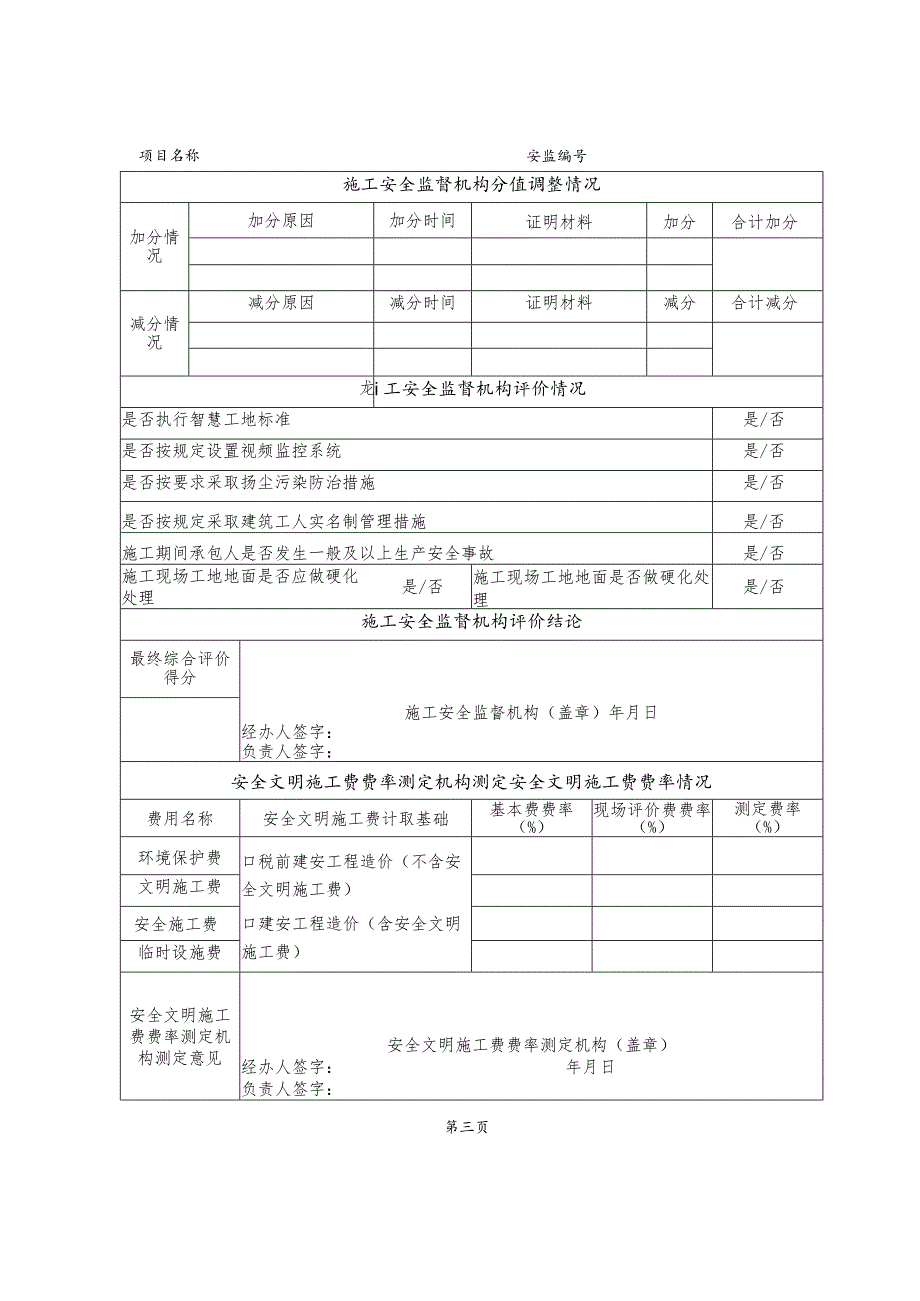 安全文明施工措施评价及费率测定表.docx_第3页