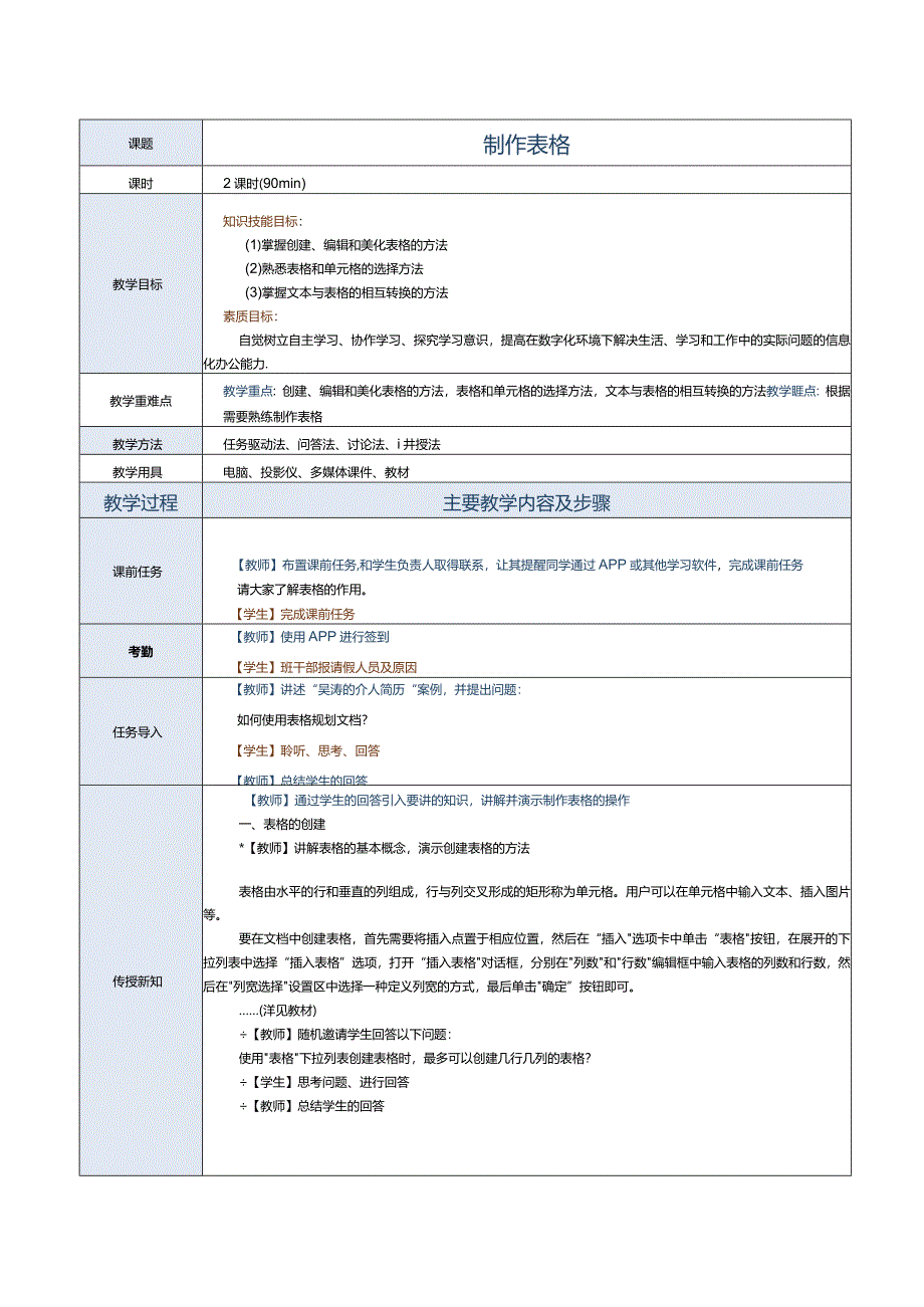 中职《信息技术与人工智能（上册）[Win10+WPS]》教案第14课制作表格.docx_第1页