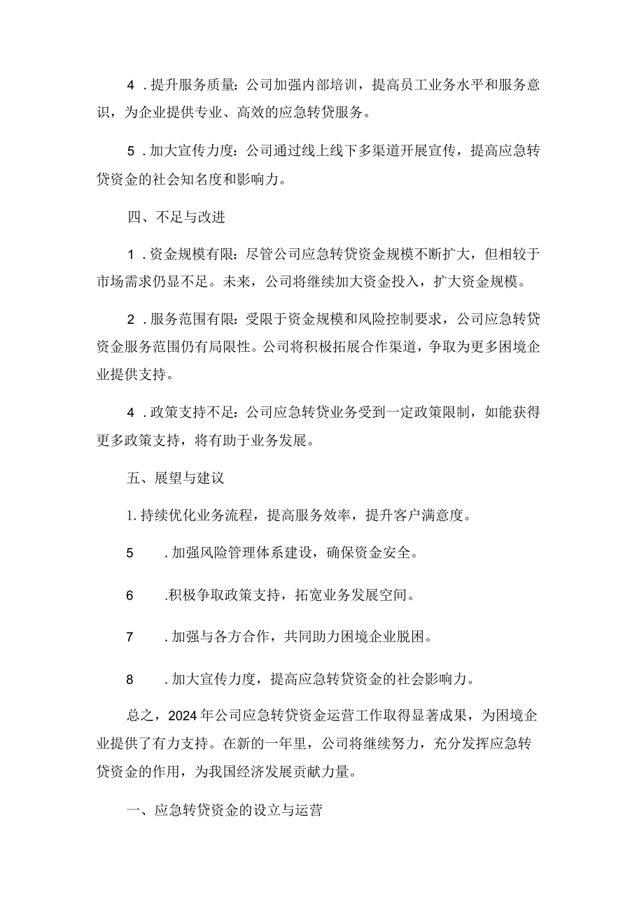 2024年公司应急转贷资金运营工作总结.docx_第2页