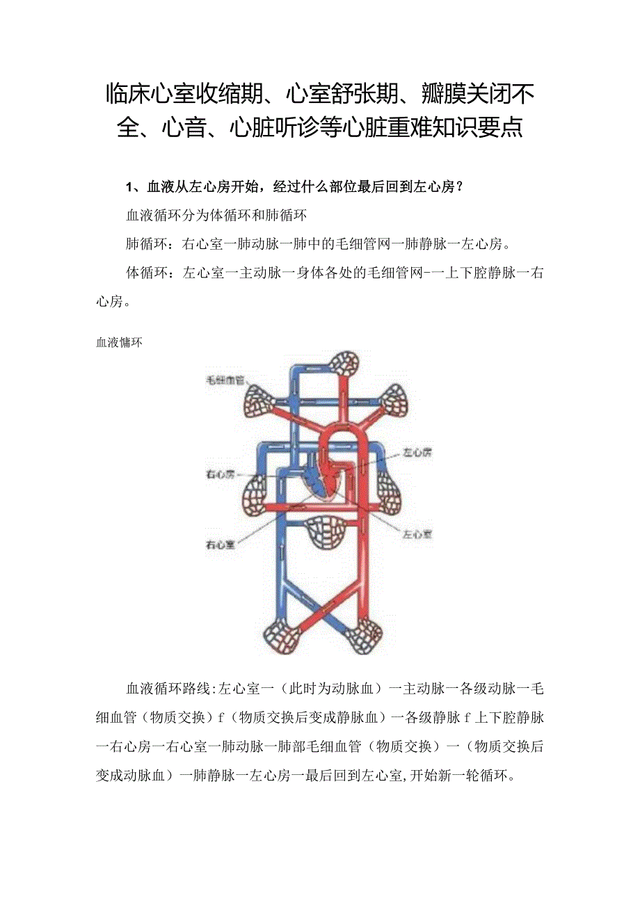 临床心室收缩期、心室舒张期、瓣膜关闭不全、心音、心脏听诊等心脏重难知识要点.docx_第1页