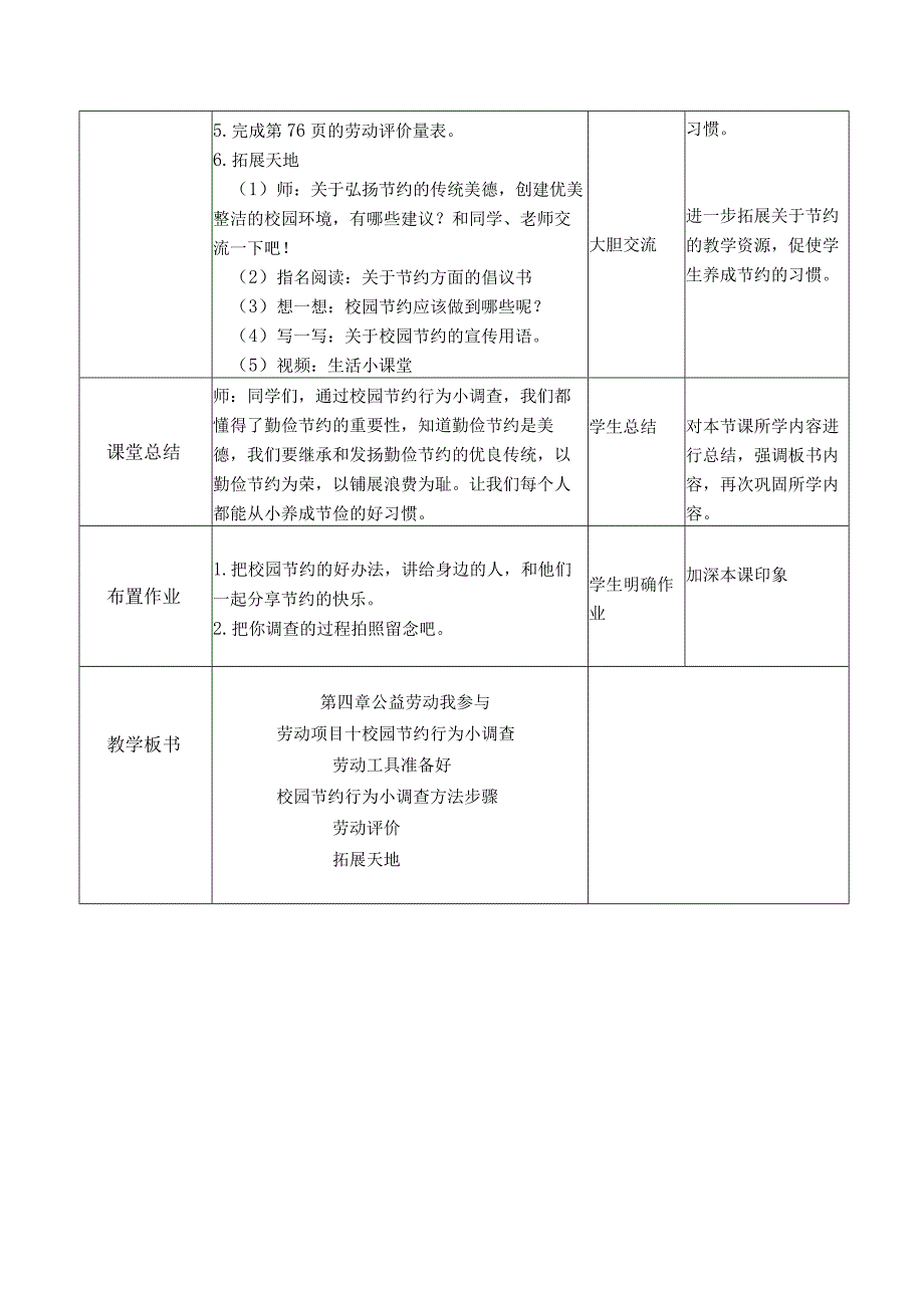 项目十校园节约行为小调查（教案）五年级劳动下册同步（人教版）.docx_第3页