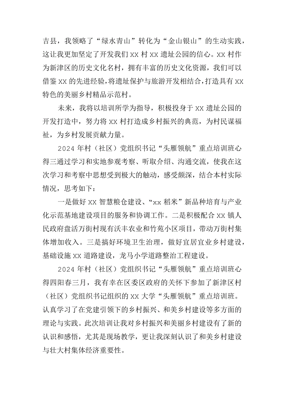 2024年村（社区）党组织书记“头雁领航”重点培训班心得6篇.docx_第2页