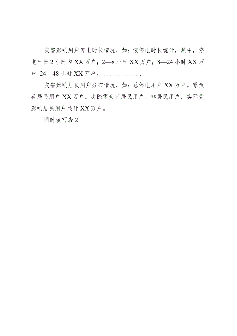 电力系统遭受自然灾害影响信息报送受灾情况信息报送模板.docx_第2页