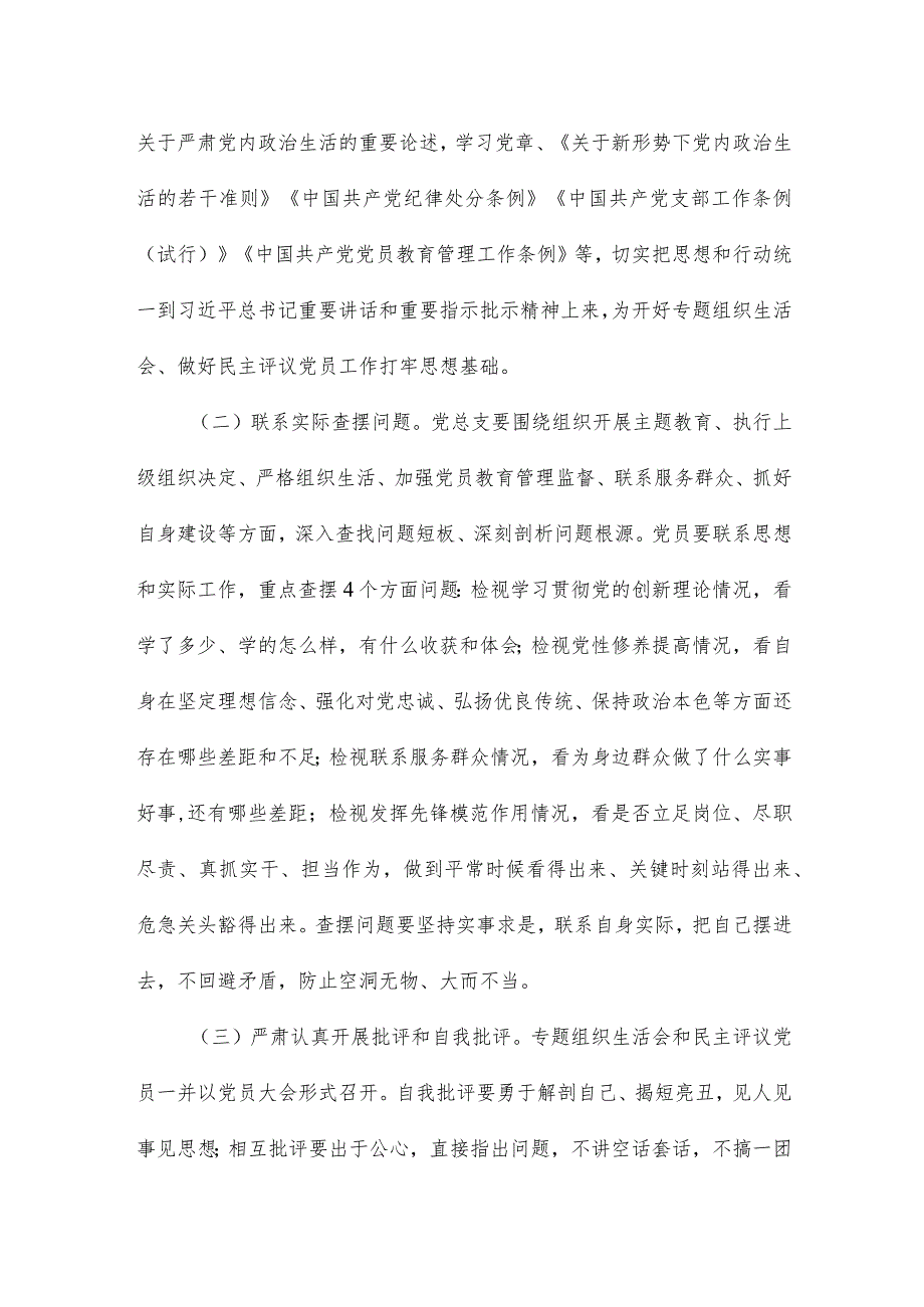 党支部专题组织生活会和开展民主评议党员工作方案模板.docx_第3页