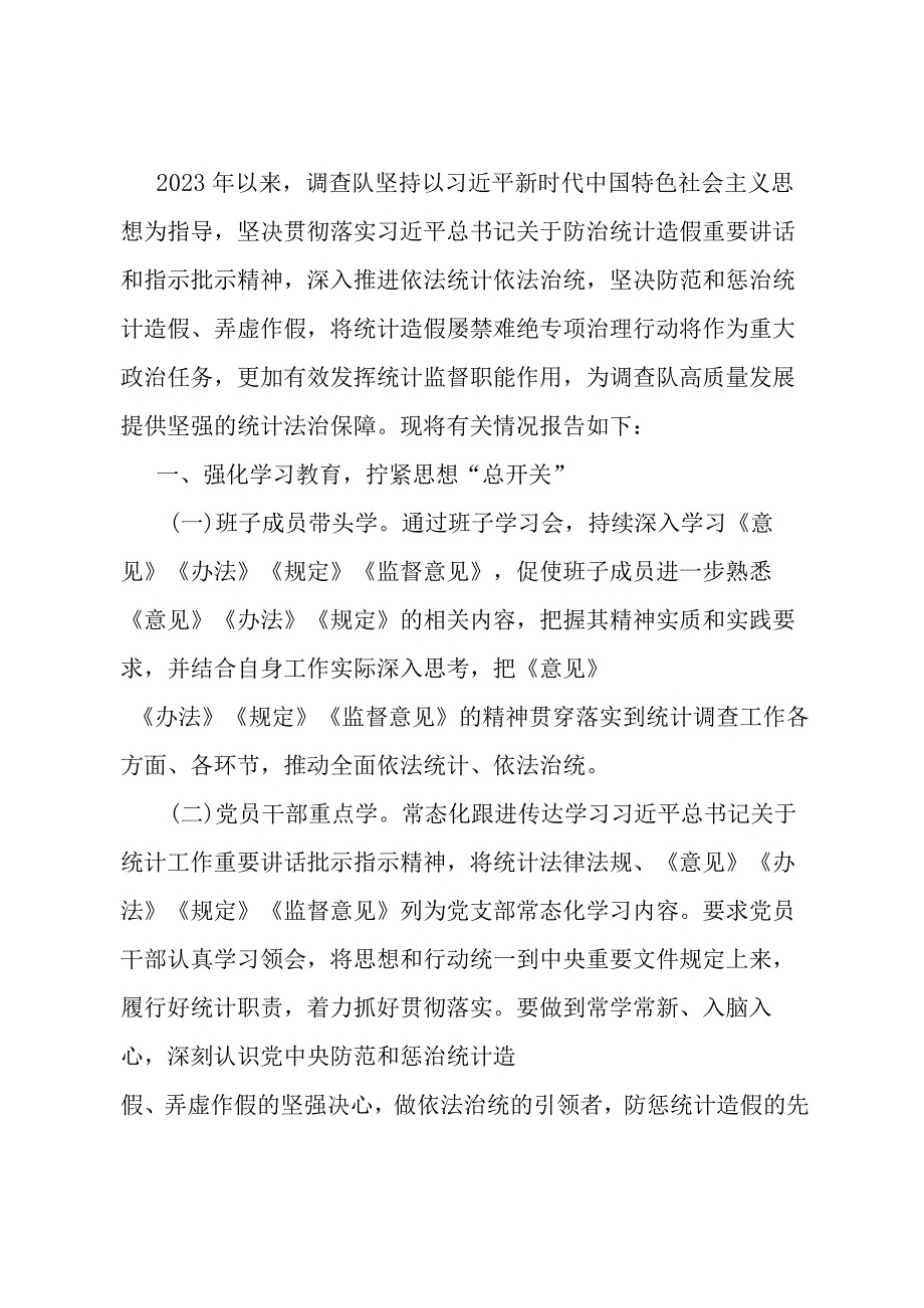 防范和惩治统计造假、弄虚作假工作情况报告.docx_第1页