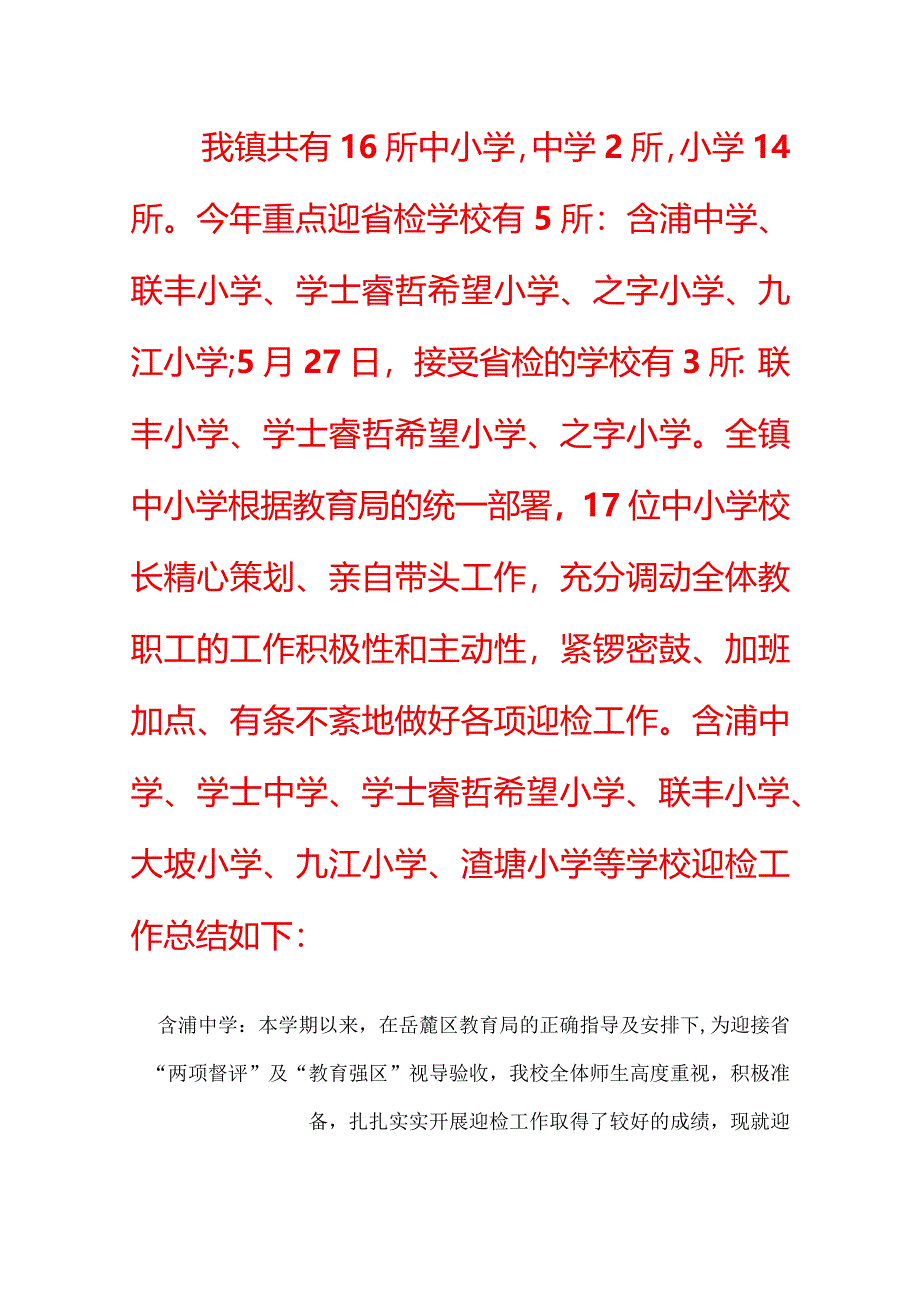 镇中小学两项督评迎省检工作总结.docx_第1页