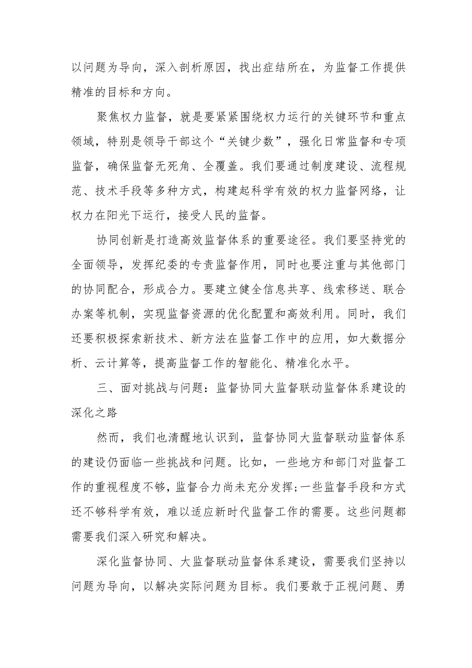 纪委书记关于监督协同大监督联动监督体系研讨发言.docx_第3页