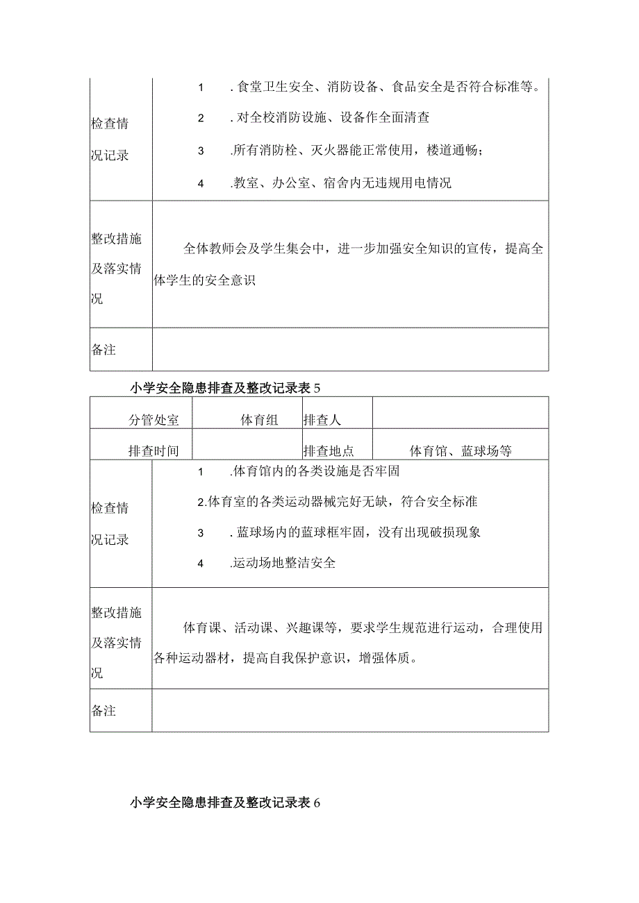 小学安全隐患排查及整改记录表13份.docx_第3页