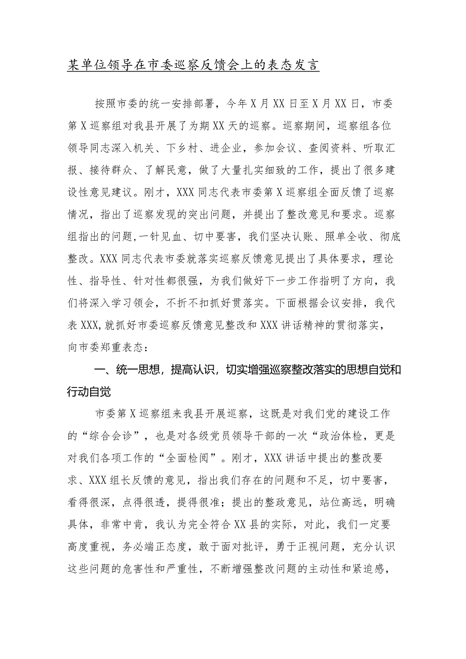 10篇2024年市委巡察组巡察工作动员会上的研讨交流材料及心得感悟.docx_第2页