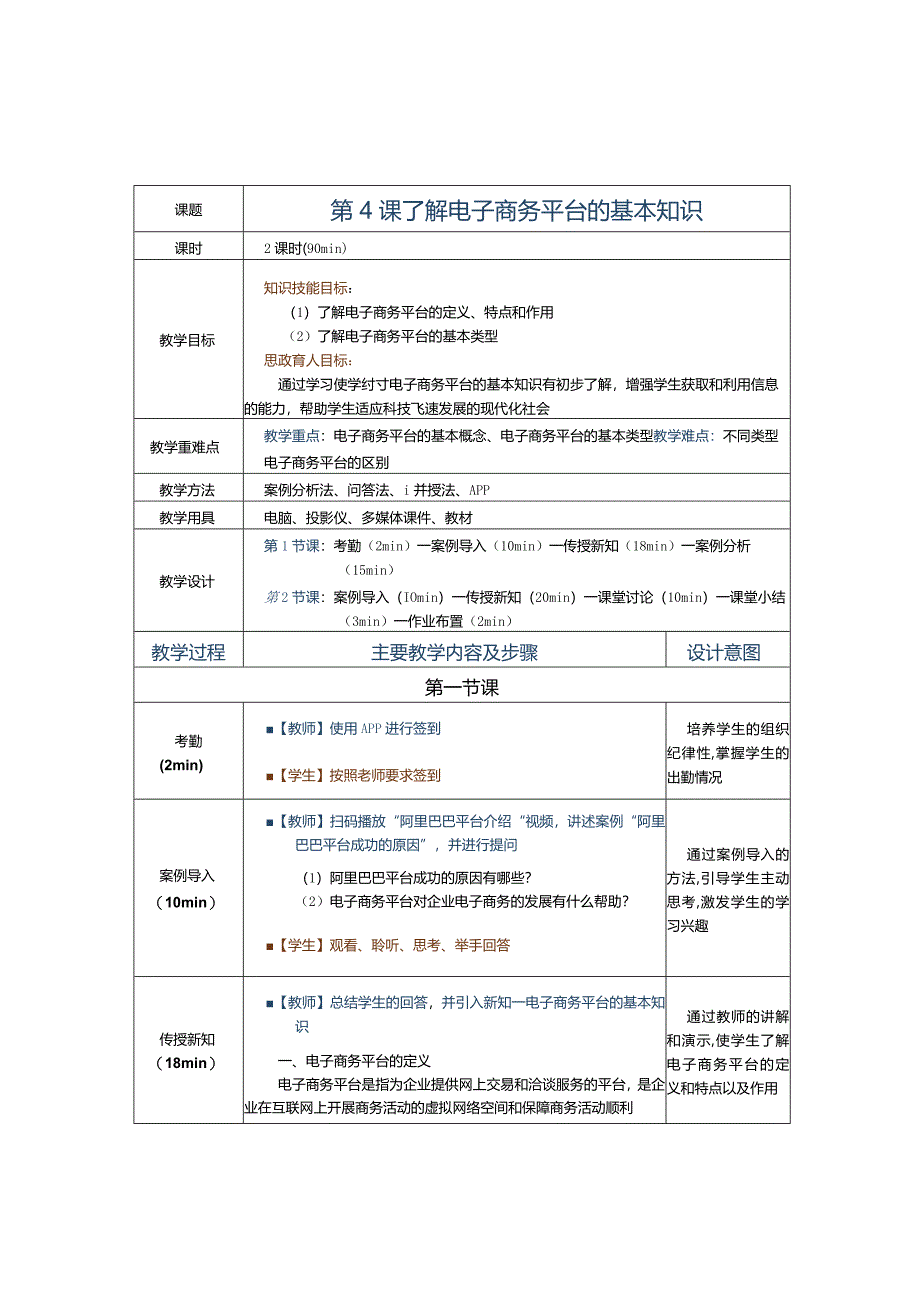 《电子商务运营实务》教案第4课了解电子商务平台的基本知识.docx_第1页