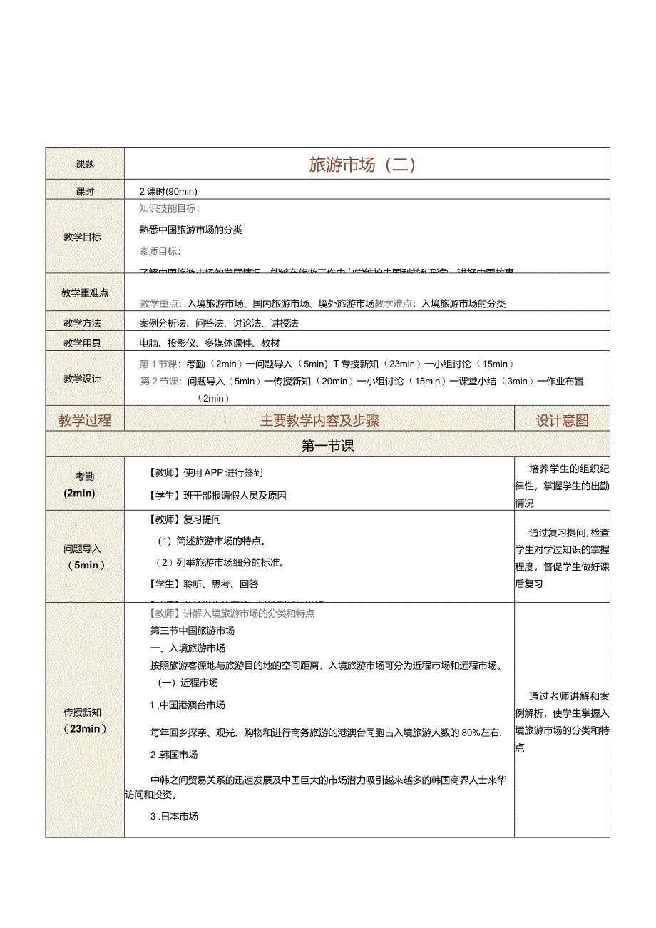 《旅游学概论》教案第11课旅游市场（二）.docx_第1页