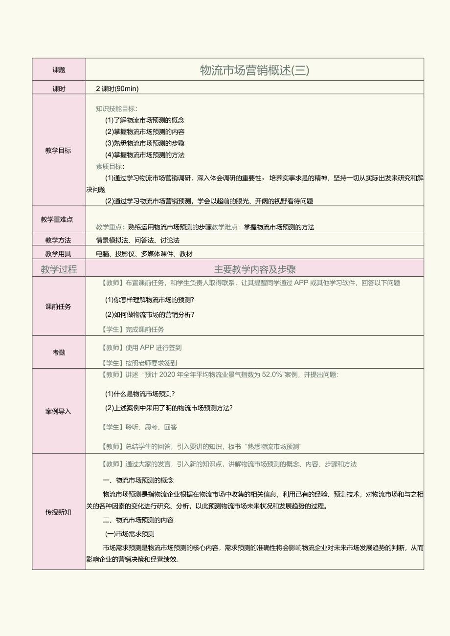 《物流营销实务》教案第5课物流市场营销调研与预测（三）.docx_第1页