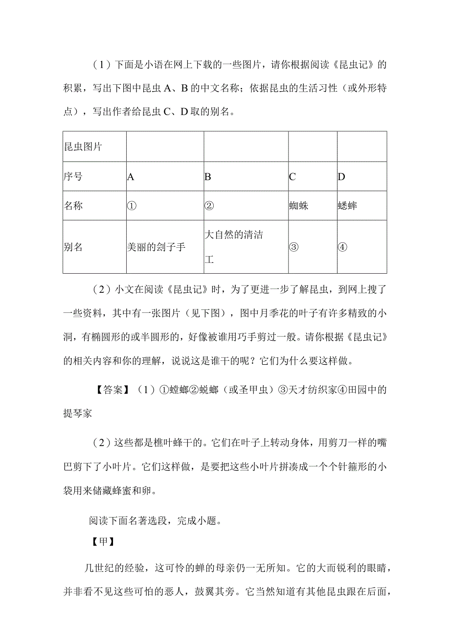 《昆虫记》阅读测试题汇编.docx_第2页